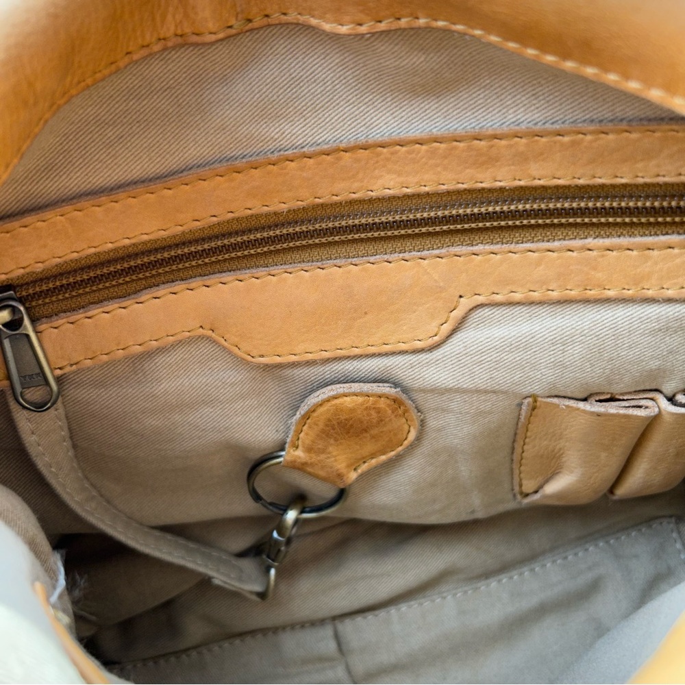Milo Genuine Tan Leather Braided Leather Foldover Crossbody Bag - Picture 12 of 16